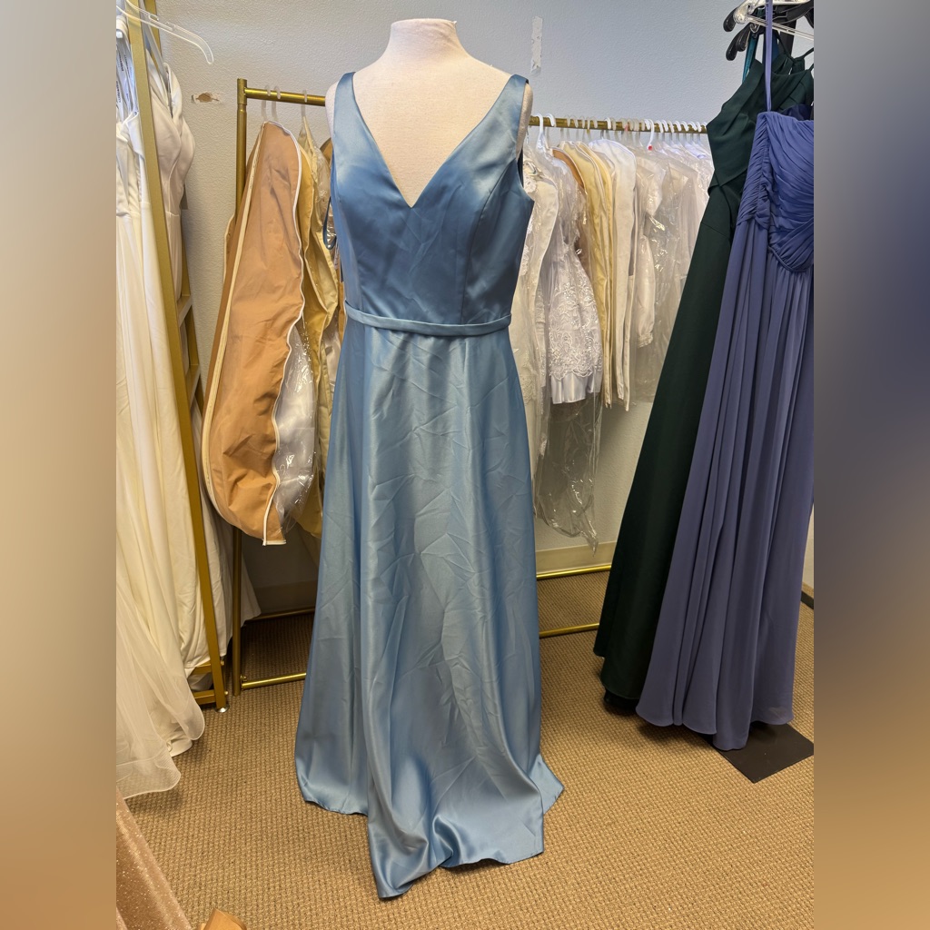 Mori Lee Blue Sleeveless V-Neck Maxi Gown 21525